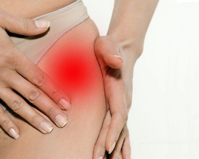 Pain in the thighs and thighs with hip joint arthrosis