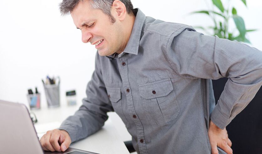 back pain due to osteochondrosis as a result of inactive work